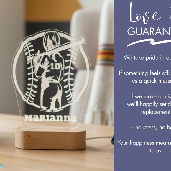 Personalized Baseball Night Light – Custom LED Lamp for Sports Fans - Picture 6 of 8